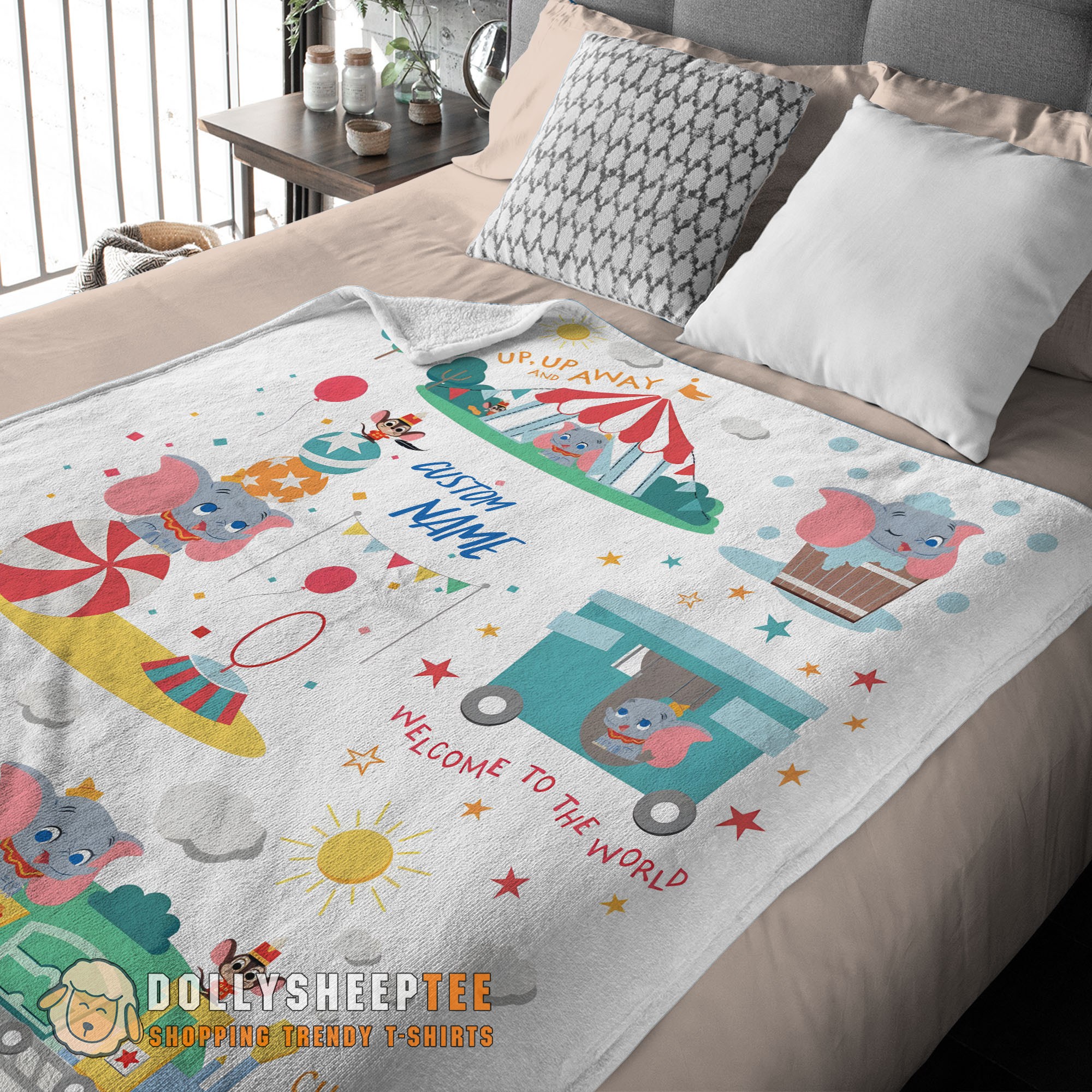 Perfect Dumbo Personalized Minky Blanket Circus Elephant Nursery Blanket Fleece Customized Blanket - Image 3