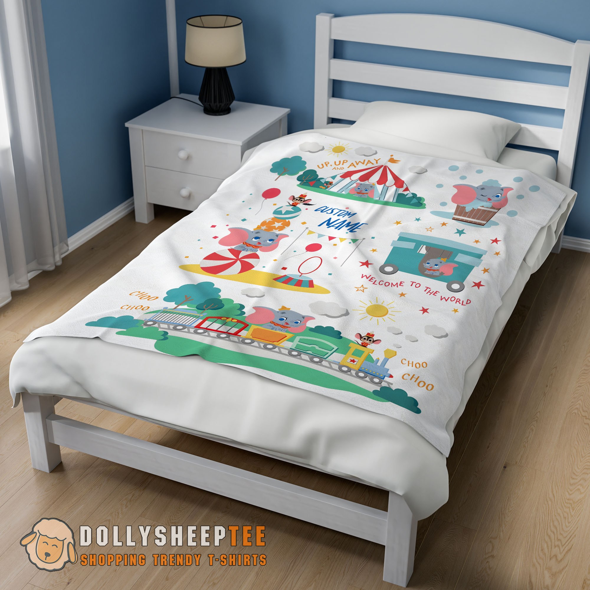 Perfect Dumbo Personalized Minky Blanket Circus Elephant Nursery Blanket Fleece Customized Blanket - Image 2