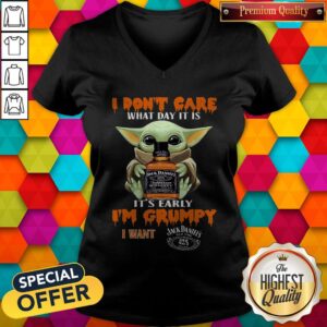 Alternative view of Baby Yoda Hug Jack Daniels I Don'T Care What Day It Is It'S Early I'M Grumpy I Want Shirt
