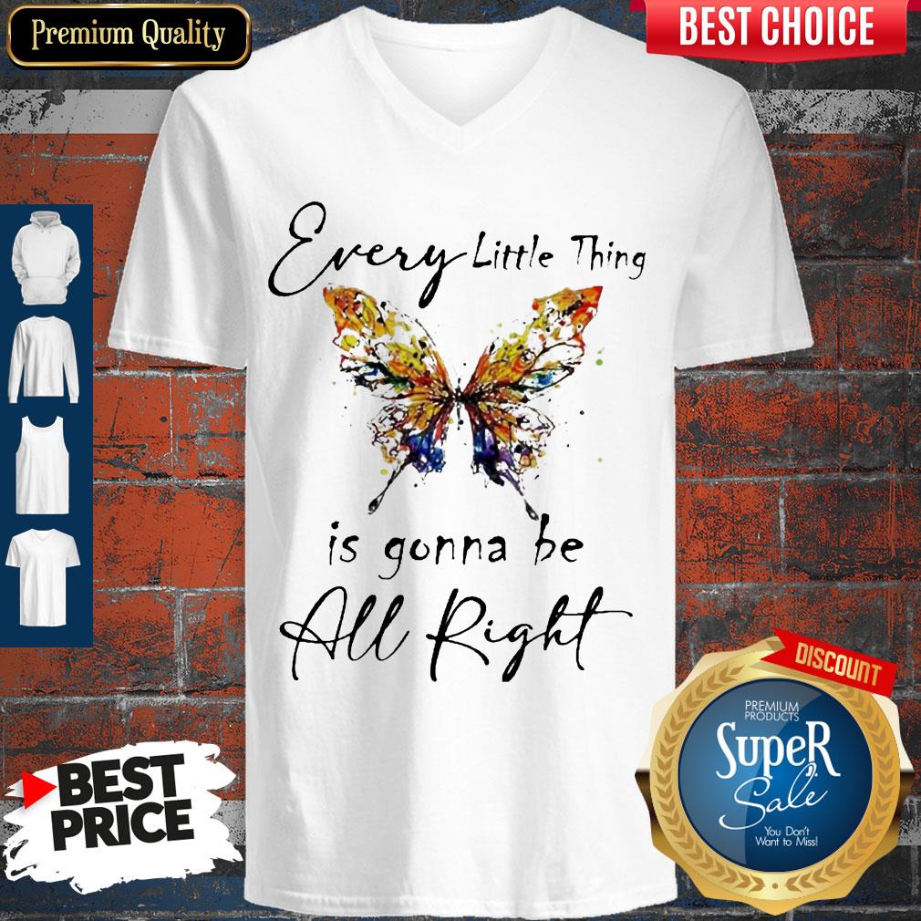 Butterfly Every Little Thing Is Gonna Be Alright Shirt - Image 4