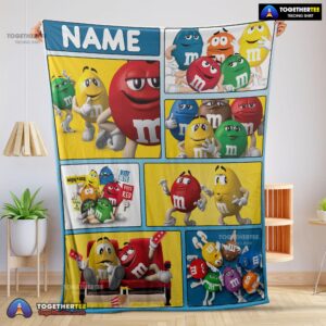 Official Colorful Candy M&M’s Character Collage Blanket Fleece Customized Blanket