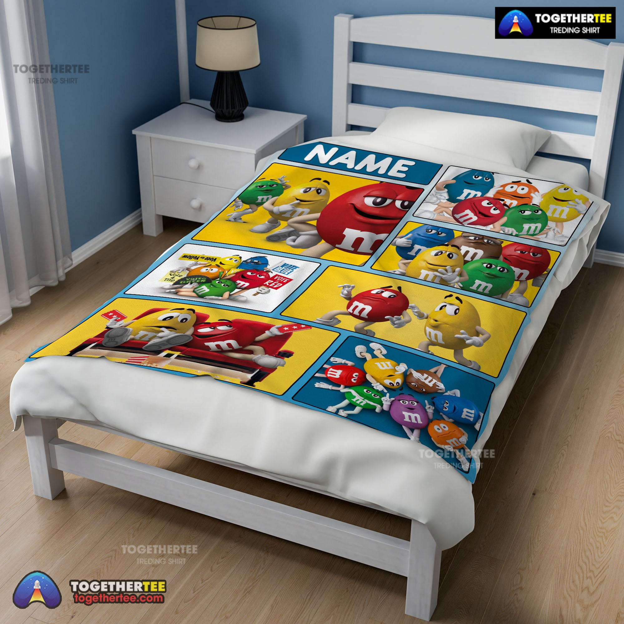Official Colorful Candy M&M’s Character Collage Blanket Fleece Customized Blanket - Image 2