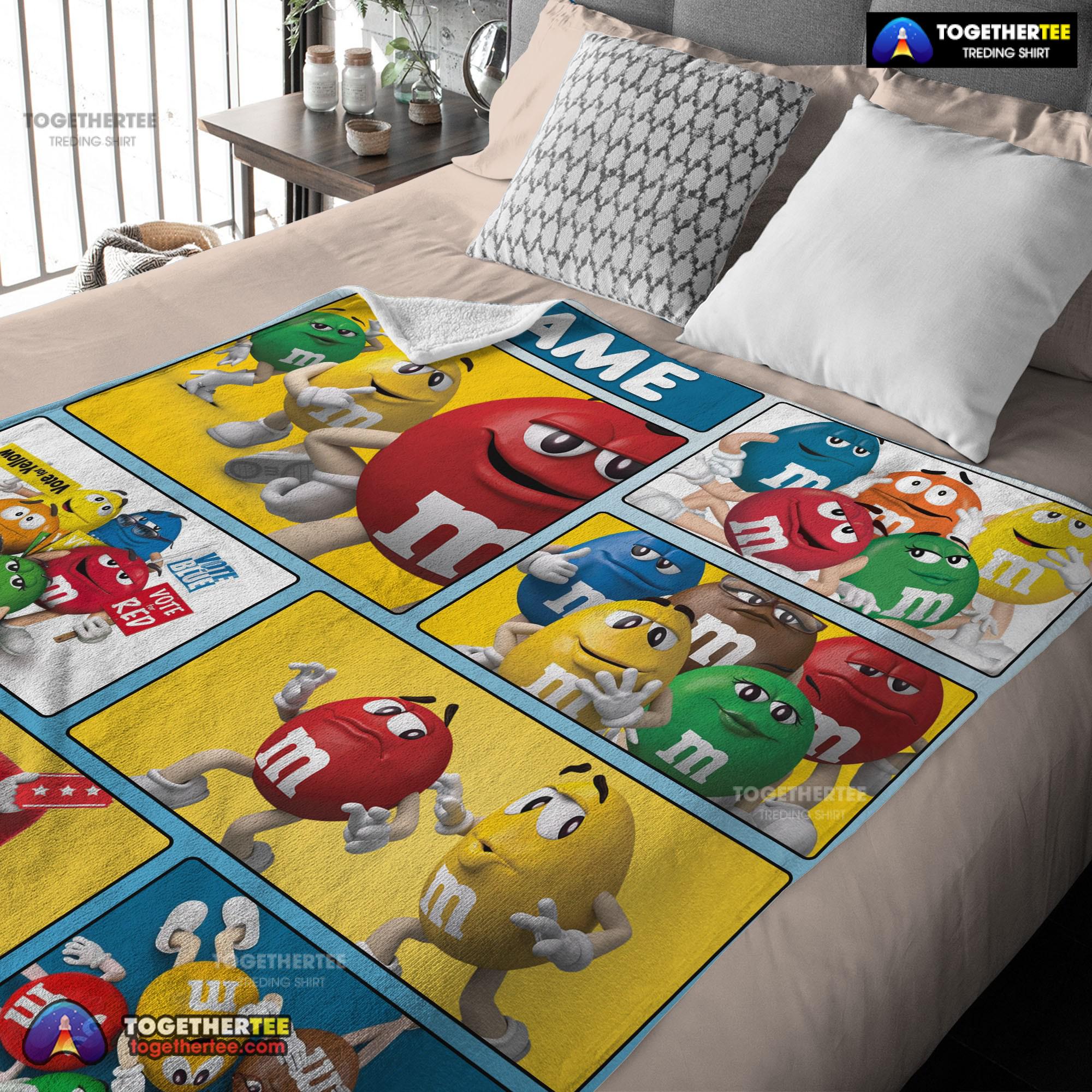 Official Colorful Candy M&M’s Character Collage Blanket Fleece Customized Blanket - Image 3