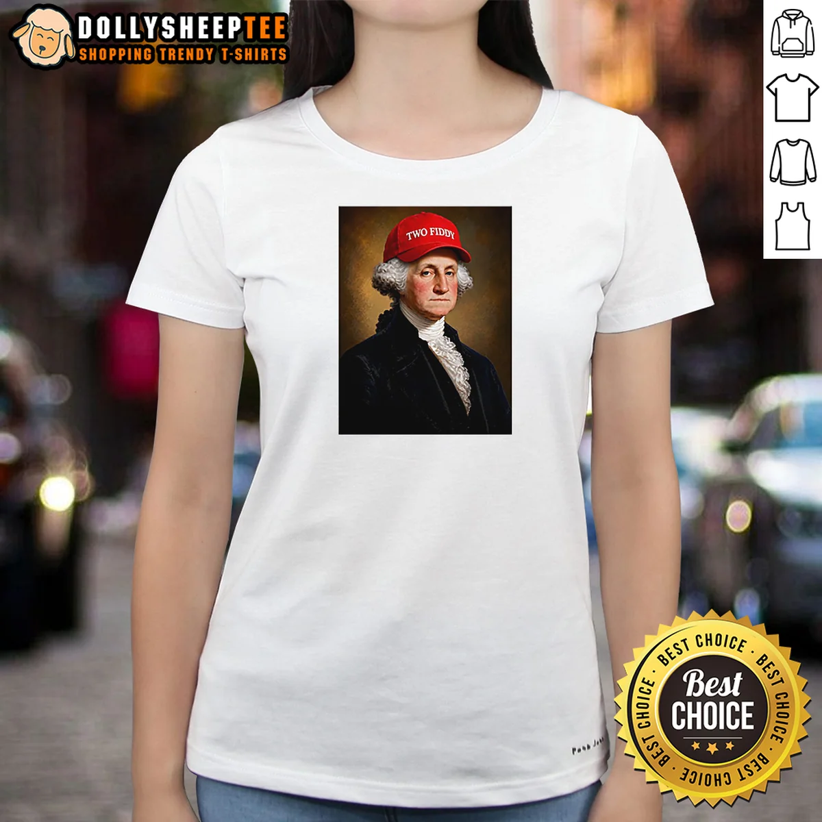 Hot George Washington President America Hat With Two Fiddy Shirt - Image 2