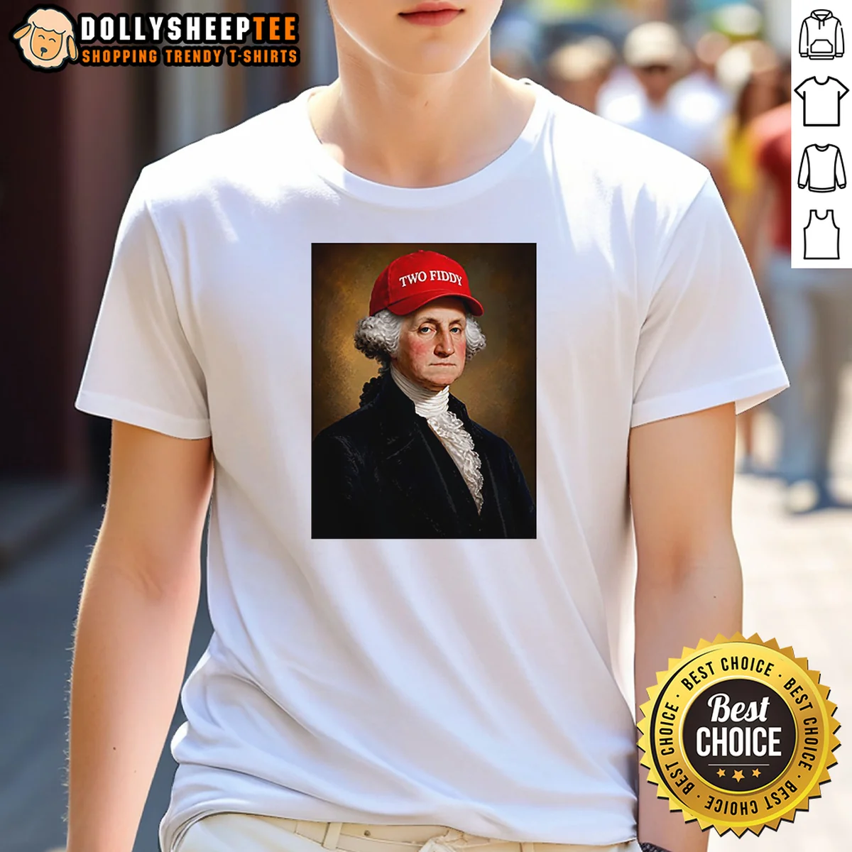 Hot George Washington President America Hat With Two Fiddy Shirt