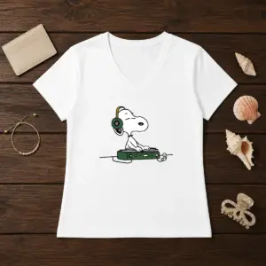 Alternative view of Awesome Snoopy Peanuts Playing DJ Shirt