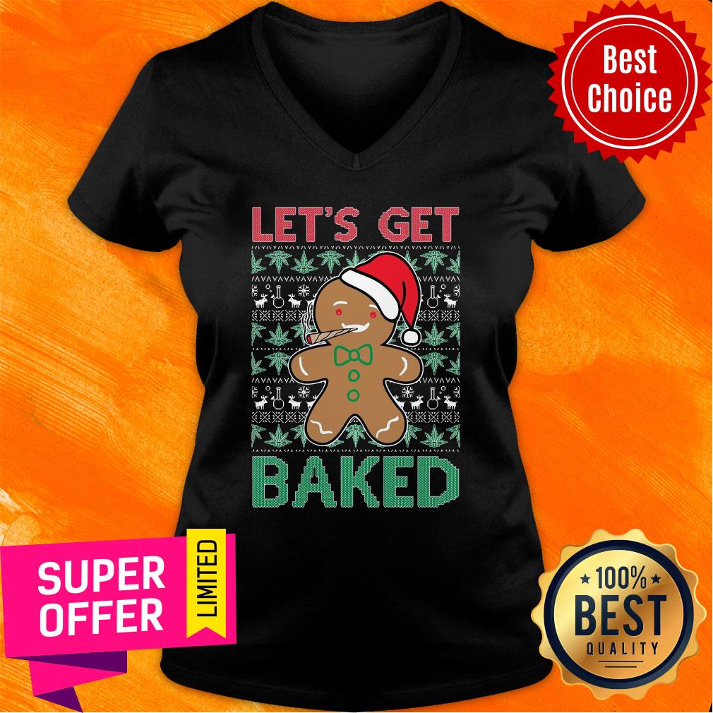 Awesome Let'S Get Baked Smoking Weed Christmas Shirt - Image 3