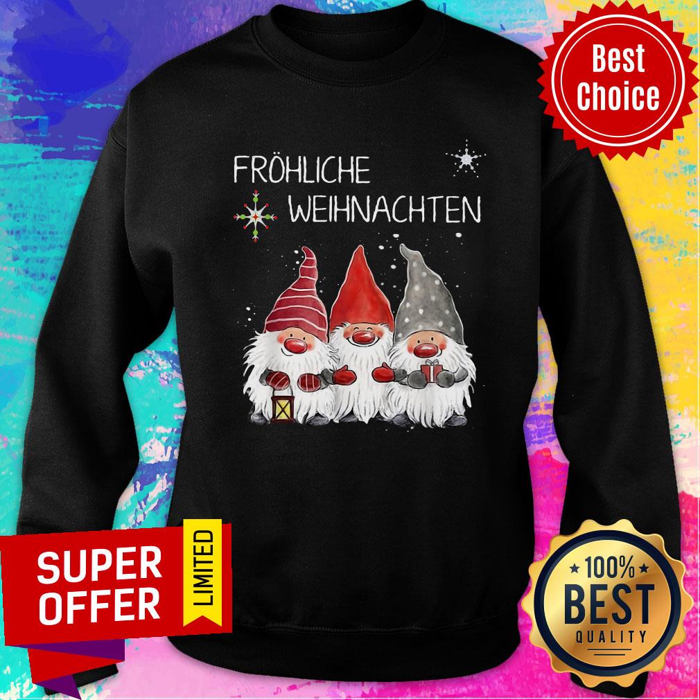 Top Gnomes Frohliche Weihnachten Christmas Shirt - Image 5