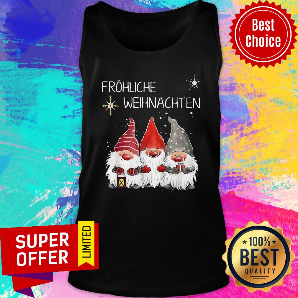 Top Gnomes Frohliche Weihnachten Christmas Shirt - Image 4