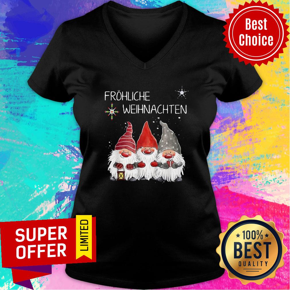 Top Gnomes Frohliche Weihnachten Christmas Shirt - Image 3
