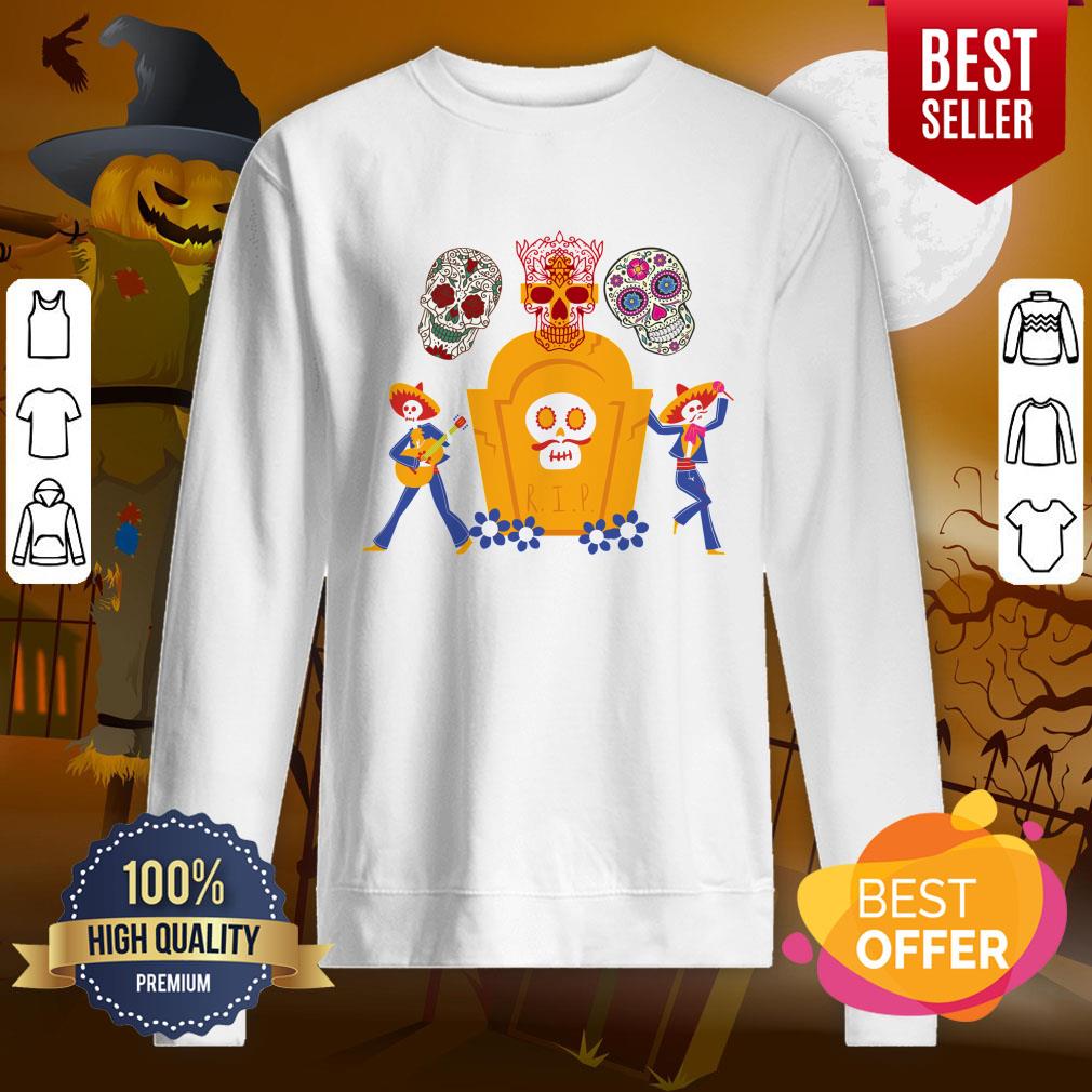 Dancing Skeletons And Sugar Skulls Dia De Los Muertos Day Dead Shirt - Image 4