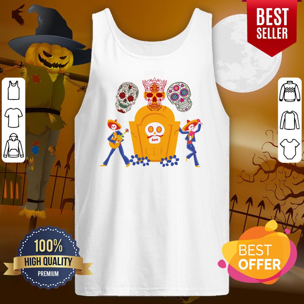 Dancing Skeletons And Sugar Skulls Dia De Los Muertos Day Dead Shirt - Image 3