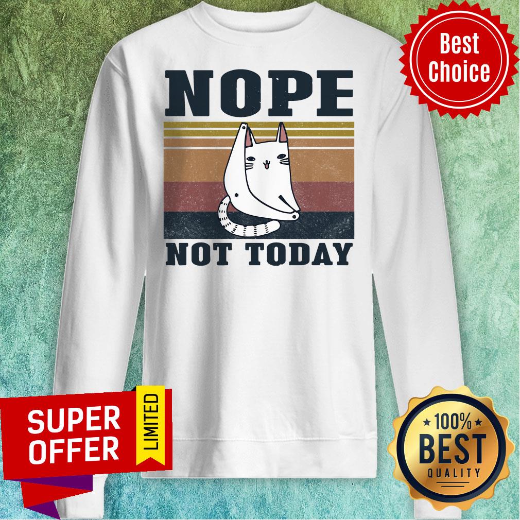 Premium Cat Nope Not Today Vintage Shirt - Image 2
