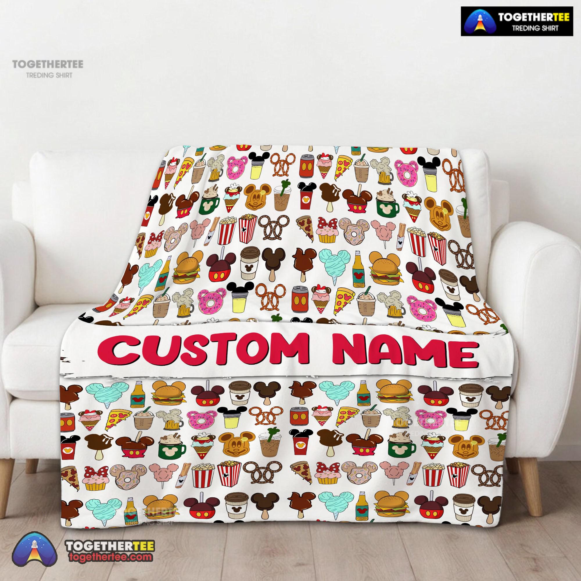 Official Disney Snack Club Food Pattern Blanket Fleece Customized Blanket