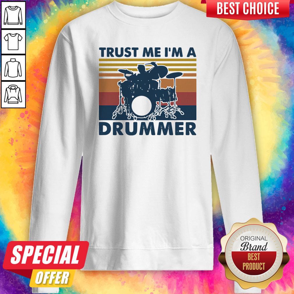 Good Drums Trust Me I'm A Drummer Vintage Retro Shirt - Image 2