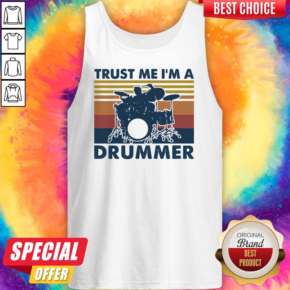 Good Drums Trust Me I'm A Drummer Vintage Retro Shirt - Image 5