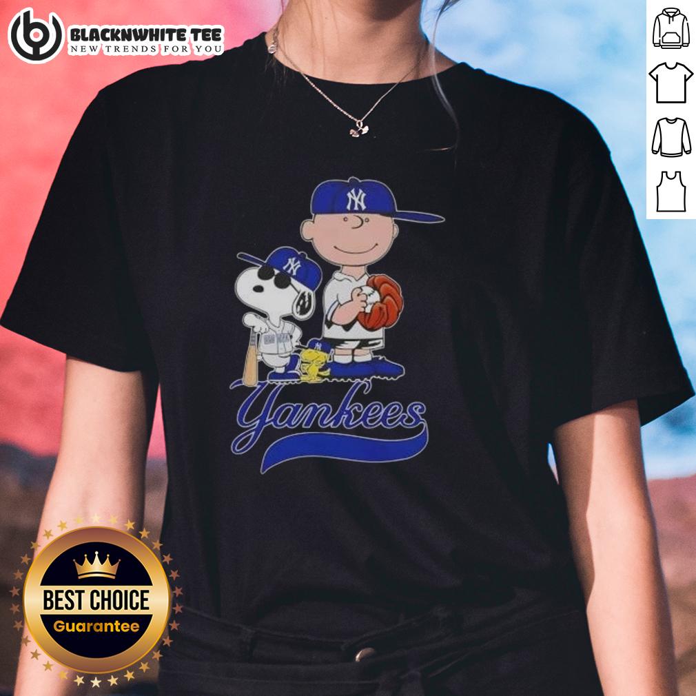 Nice Peanuts Characters Snoopy X Charlie Brown New York Yankees Baseball T-Shirt - Image 3