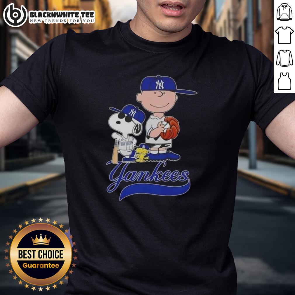 Nice Peanuts Characters Snoopy X Charlie Brown New York Yankees Baseball T-Shirt