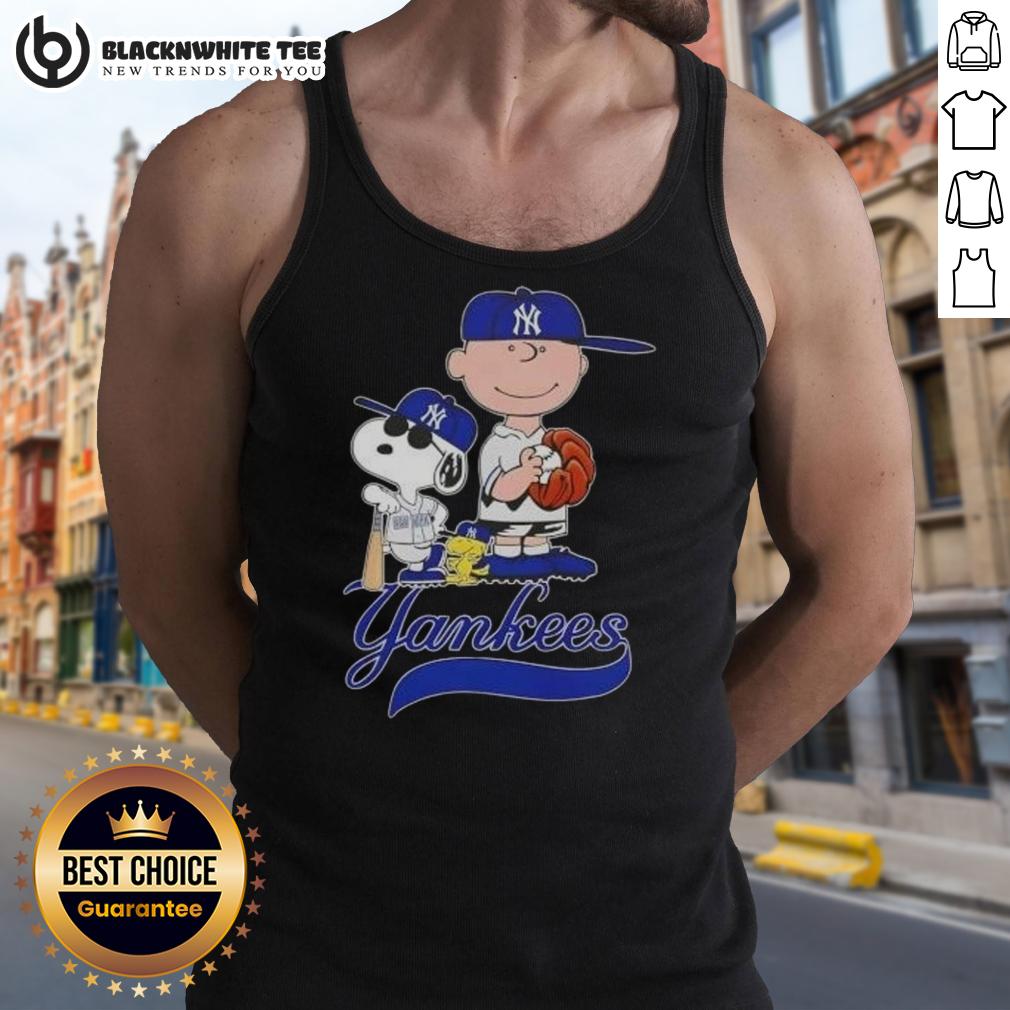 Nice Peanuts Characters Snoopy X Charlie Brown New York Yankees Baseball T-Shirt - Image 4