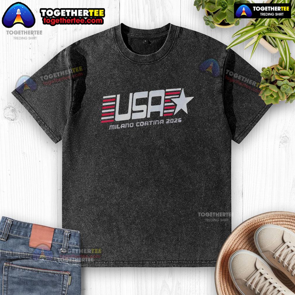 Pretty USA Flag Stripes Milano Cortina 2026 Winter T-Shirt - Image 6