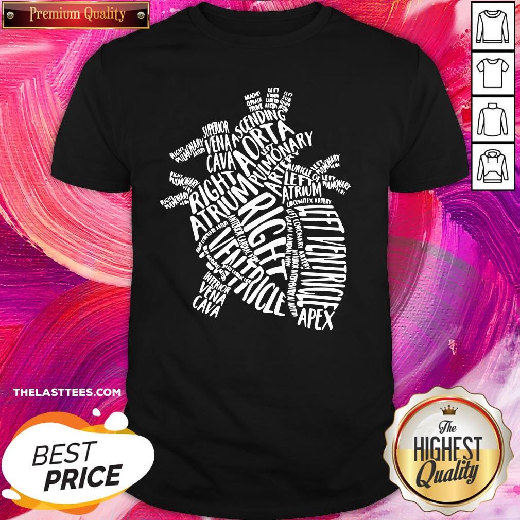 Hot Anatomical Heart Medical Parts Of Heart Anatomy Gift Essential Shirt