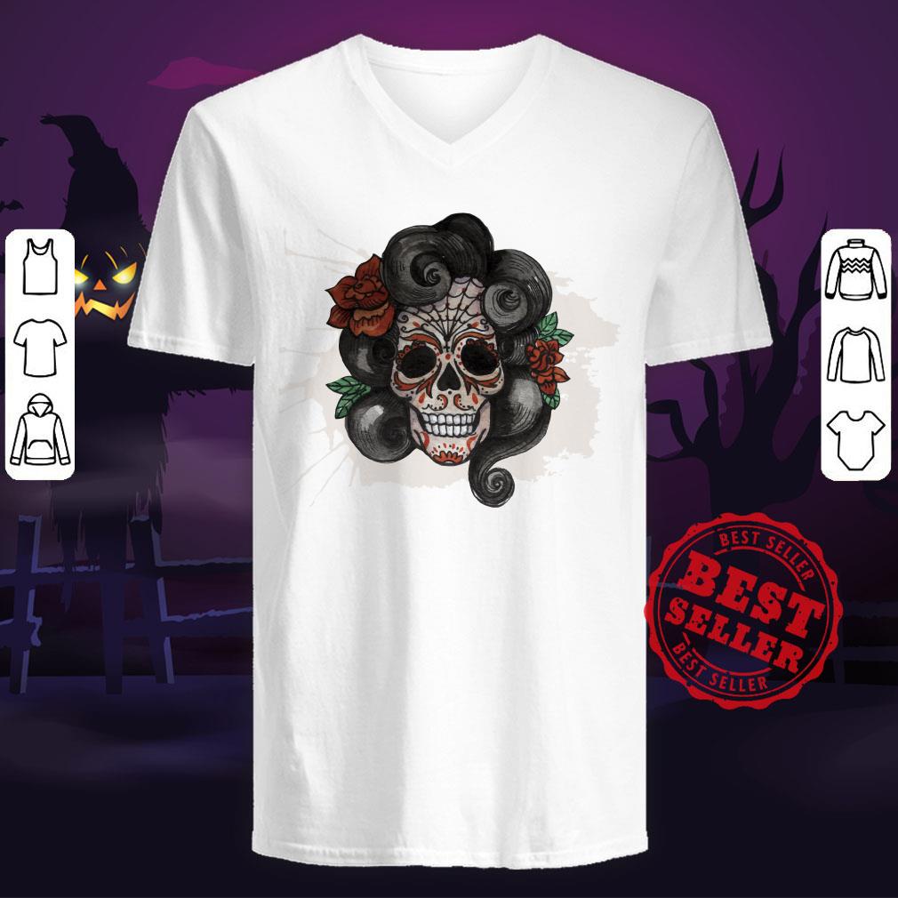 Dia De Muertos Woman Sugar Skull Shirt - Image 4