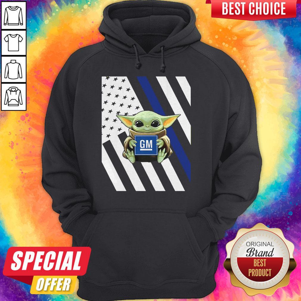 Official American Flag Baby Yoda Hug General Motors Shirt - Image 2