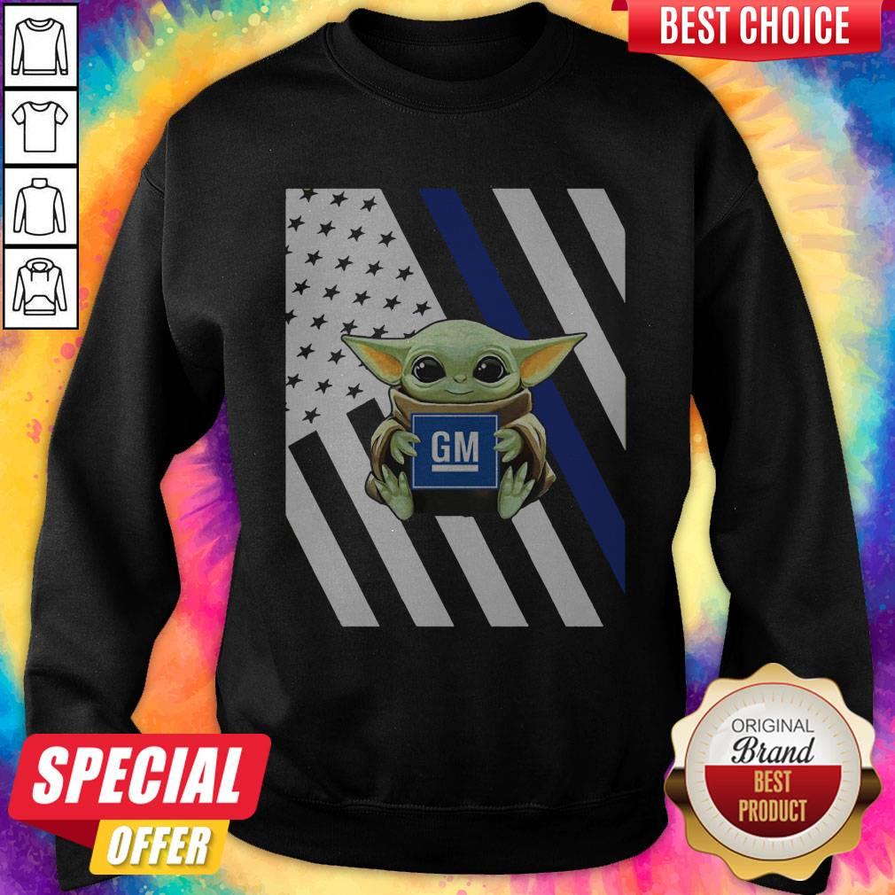 Official American Flag Baby Yoda Hug General Motors Shirt - Image 5