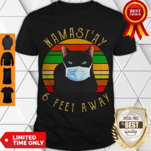 Official Namast’ay 6 Feet Away Cat Face Mask Vintage Shirt
