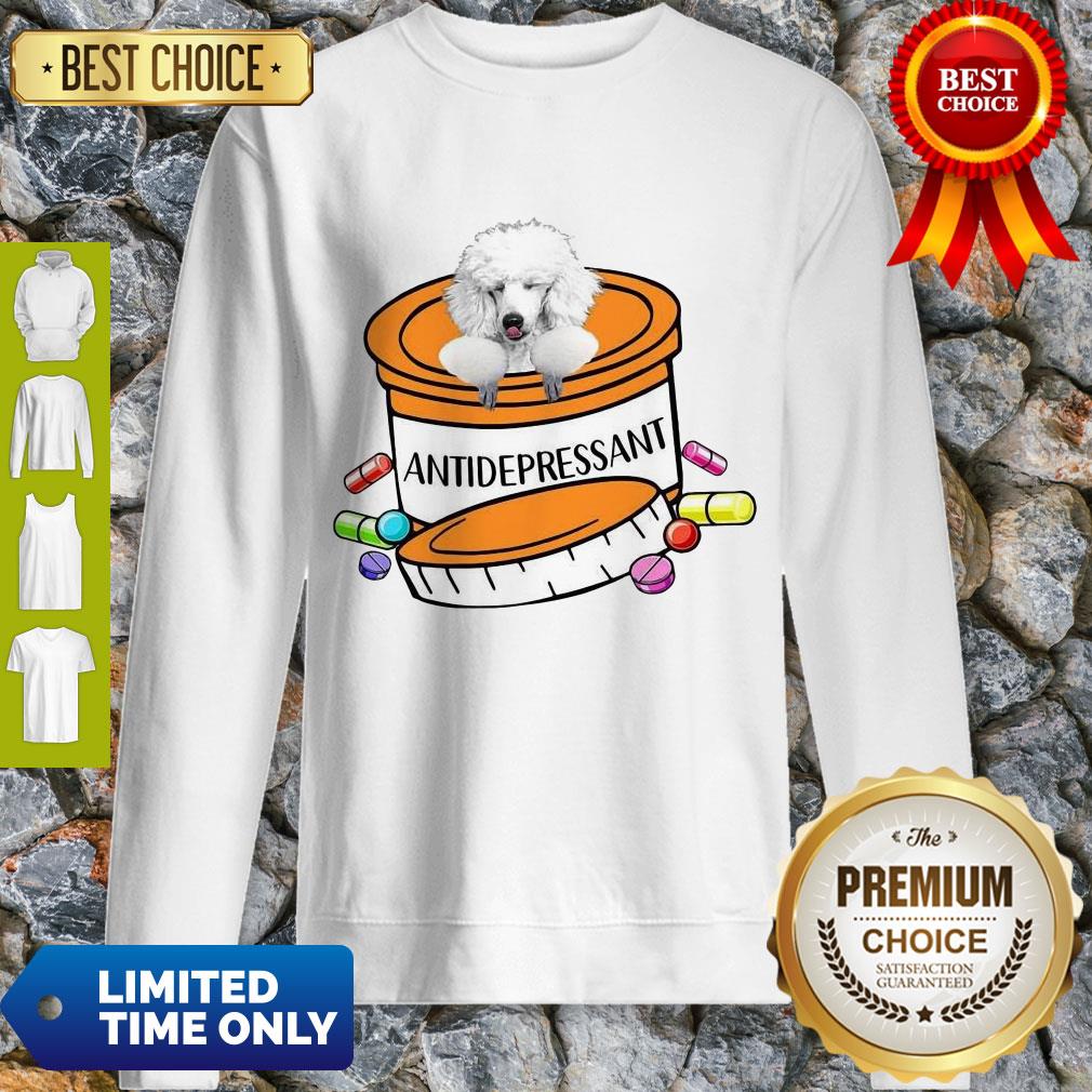 Official White Poodle Antidepressant Shirt - Image 4