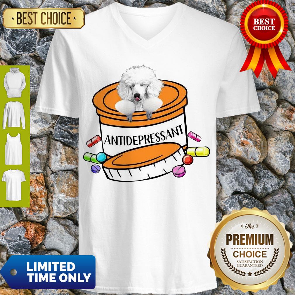 Official White Poodle Antidepressant Shirt - Image 2