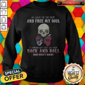 Alternative view of Skull Oh Give Me The Beat And Free My Soul I Wanna Get Lost In Your Rock And Roll And Drift Away Halloween Shirt