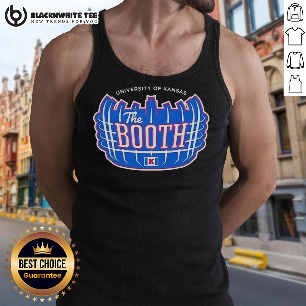 Top Kansas Jayhawks Football The Booth Logo T-Shirt - Image 4