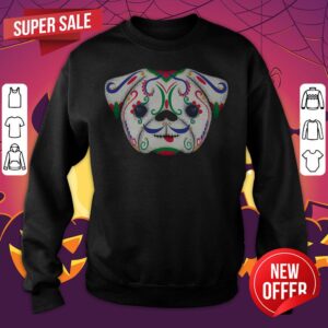 Alternative view of Sugar Skull Pug Day Of Dead Dia De Muertos Shirt