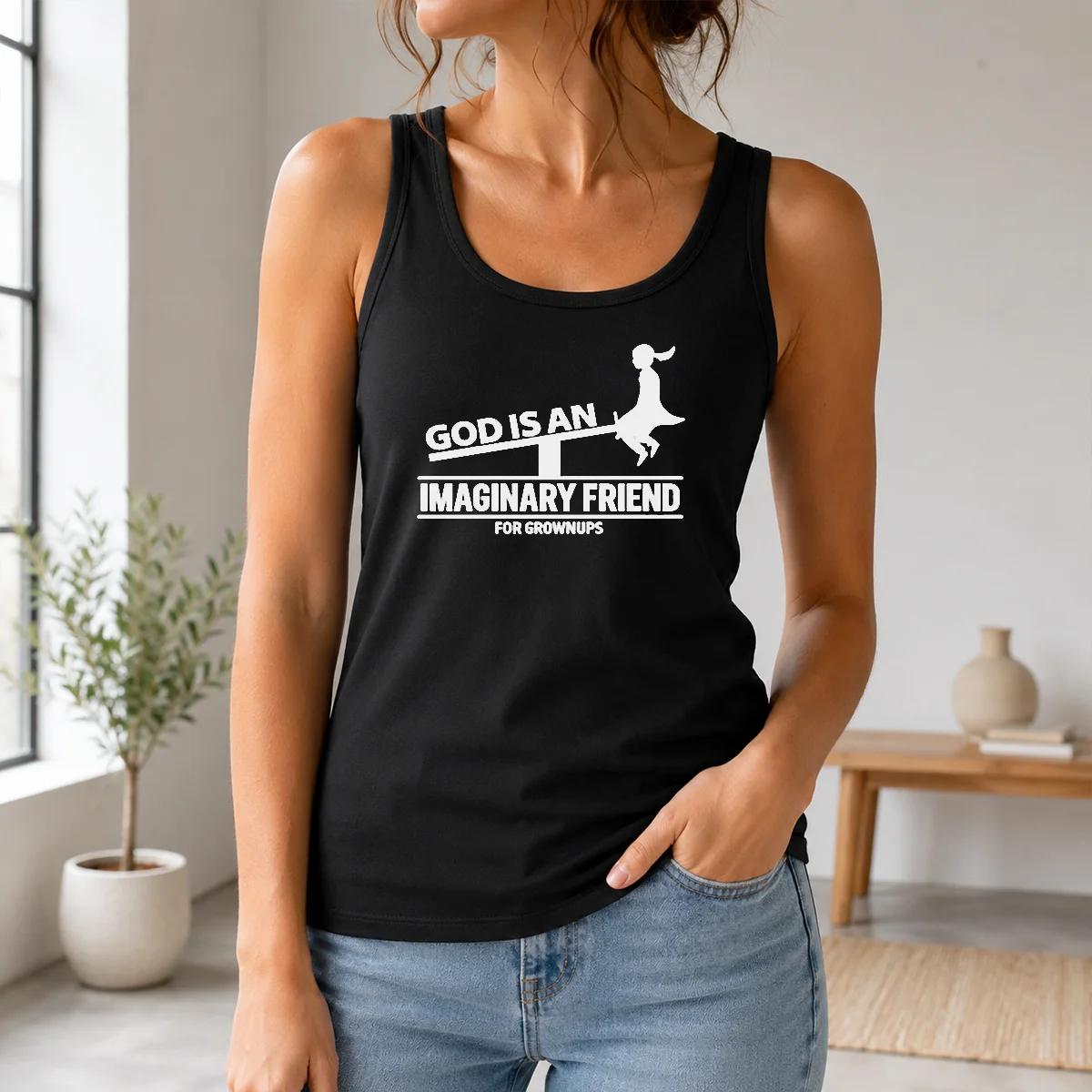 Happy Funny God Is An Imaginary Friend For Grownups Shirt - Image 3