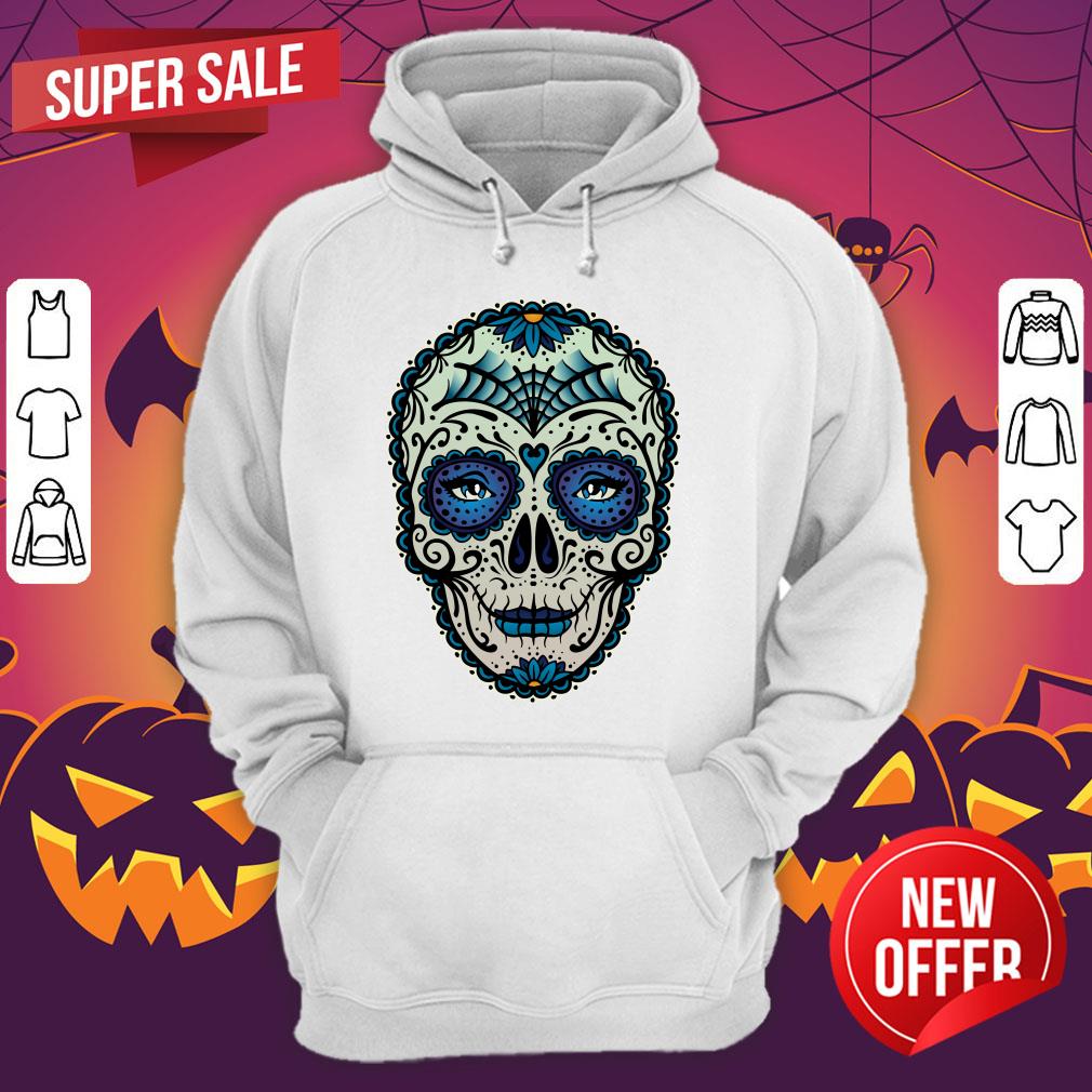 Eyes Sugar Skull Blue Day Of The Dead Muertos Shirt - Image 2
