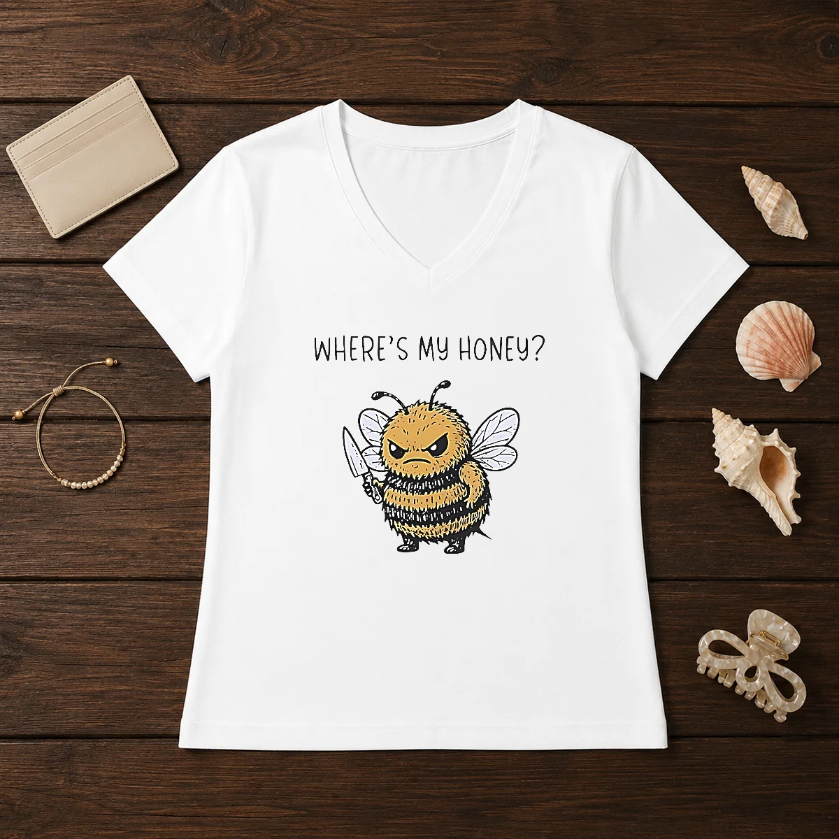 Premium Where'S My Honey Angry Bee With A Knife Shirt - Image 2