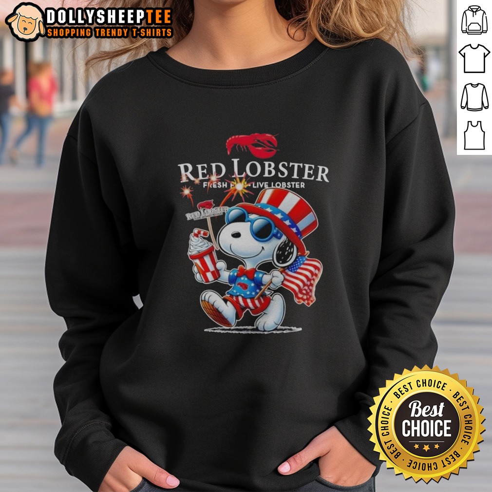 Nice Snoopy X Red Lobster Fourth Of July American 250 Years 1776 2026 Fireworks Shirt - Image 4