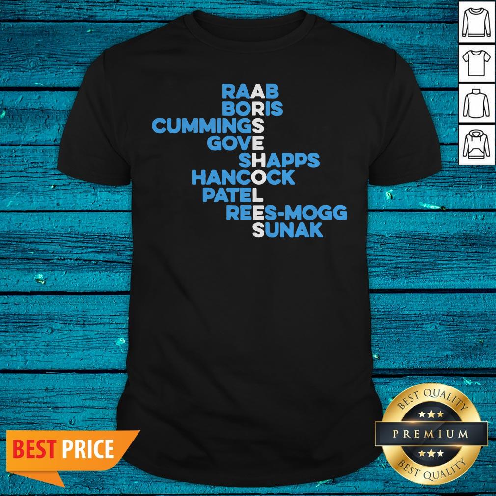 Raab Boris Cummings Gove Shapps Hancock Patel Reesmogg Sunak Shirt