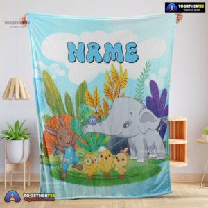 Official Cute Elephant Safari Animal For Boys Customized Blanket