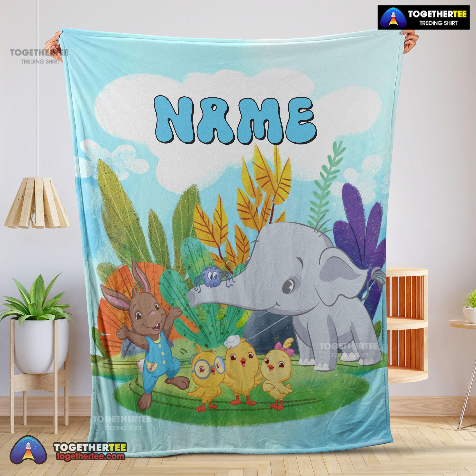 Official Cute Elephant Safari Animal For Boys Customized Blanket
