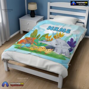 Alternative view of Official Cute Elephant Safari Animal For Boys Customized Blanket