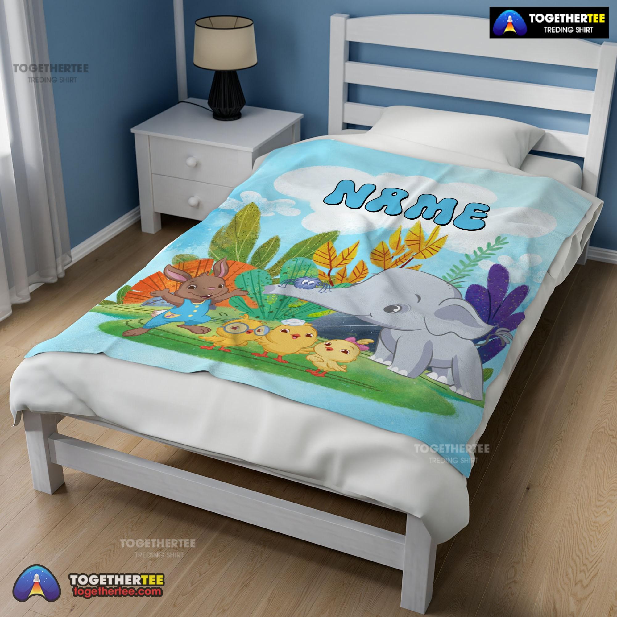 Official Cute Elephant Safari Animal For Boys Customized Blanket - Image 2