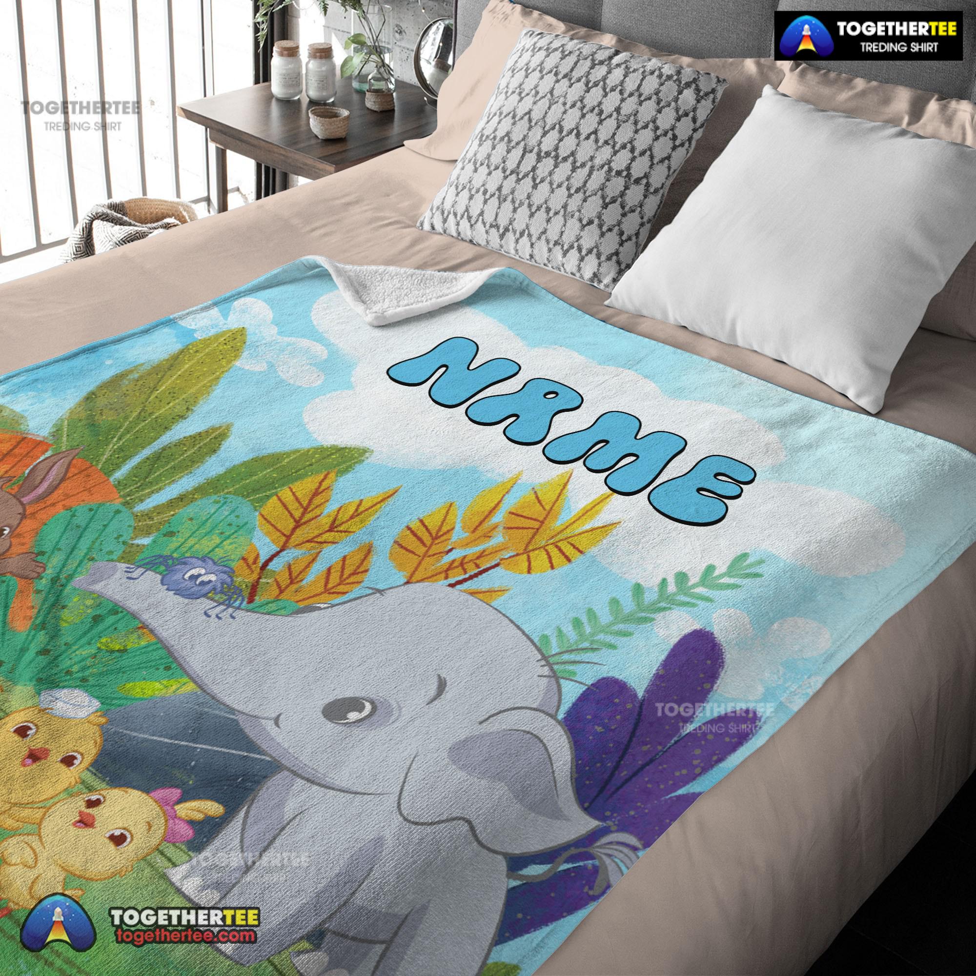Official Cute Elephant Safari Animal For Boys Customized Blanket - Image 3