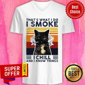 Alternative view of Black Cat That’s What I Do I Smoke I Chill And I Know Things Vintage Shirt
