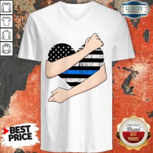 Alternative view of Thin Blue Line Heart Police Shirt