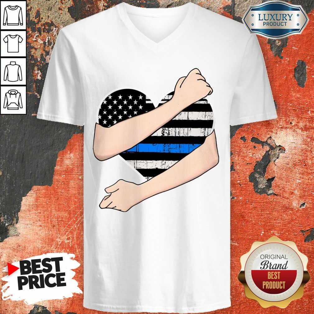 Thin Blue Line Heart Police Shirt - Image 2