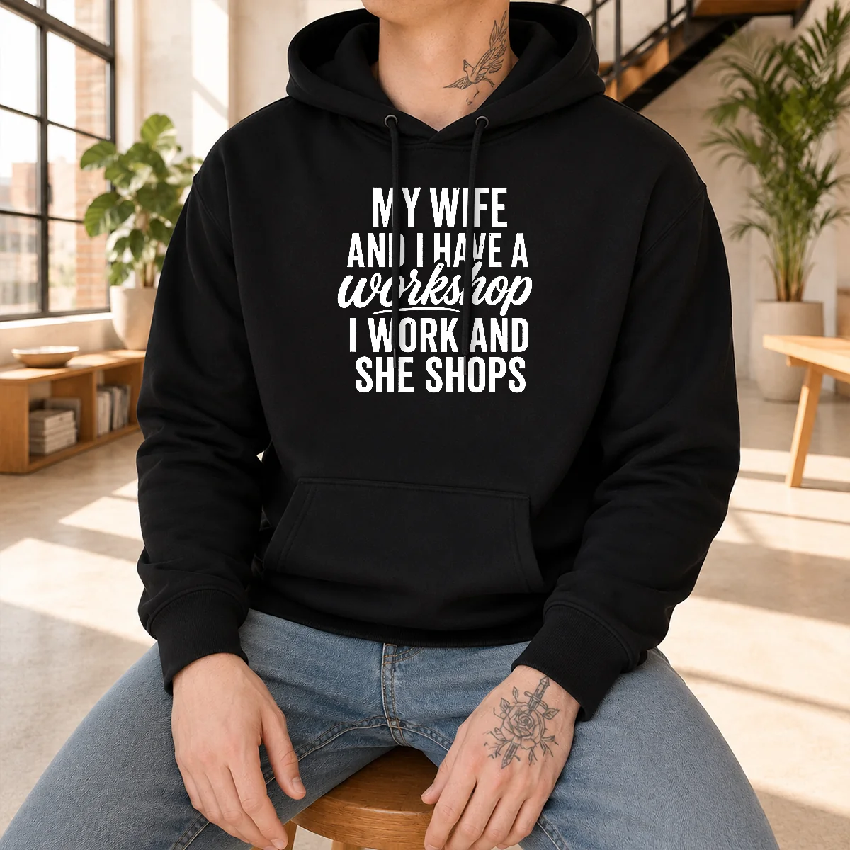 Awesome Couple Workshop My Wife Shops I Work Shirt - Image 5