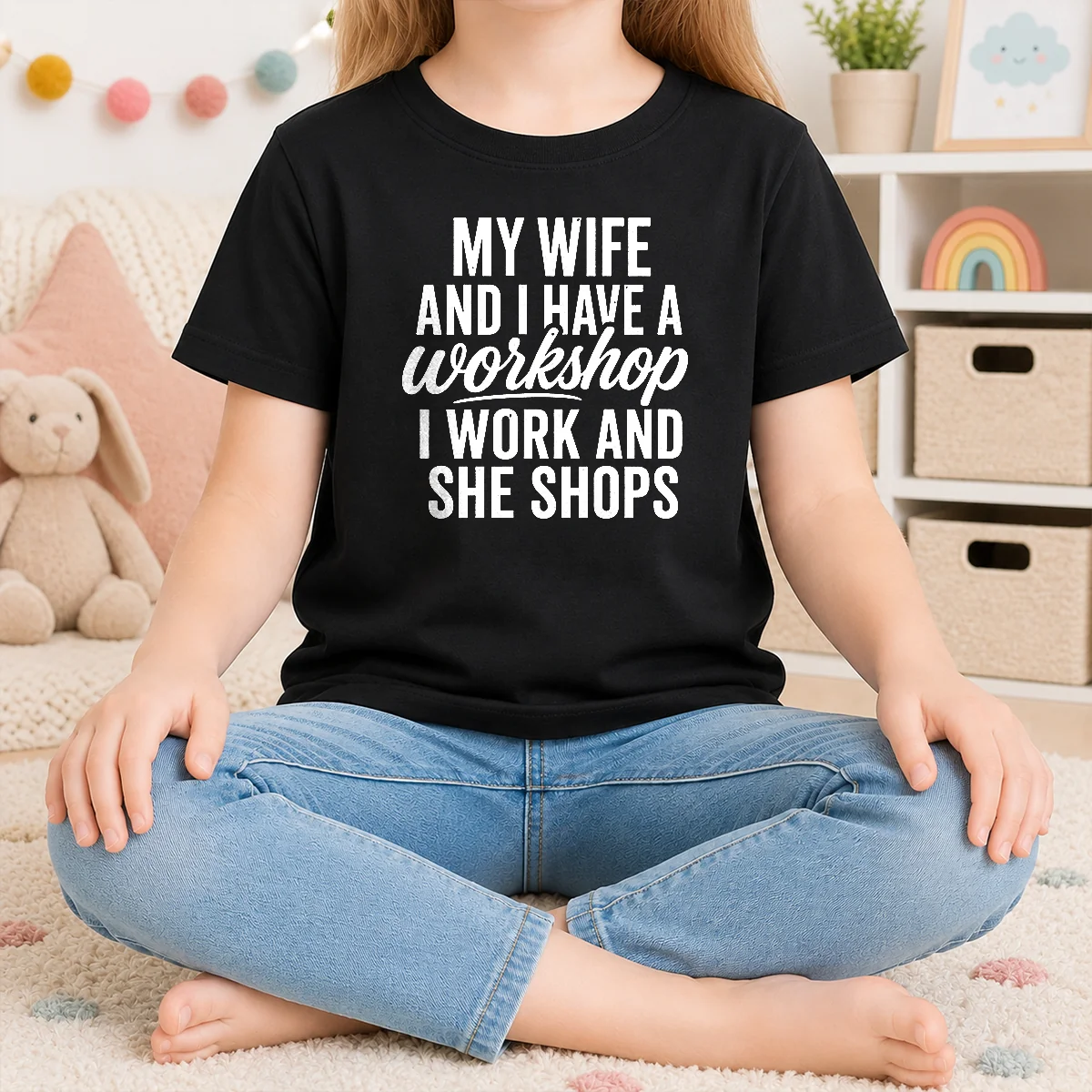 Awesome Couple Workshop My Wife Shops I Work Shirt - Image 8