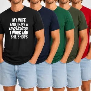 Awesome Couple Workshop My Wife Shops I Work Shirt